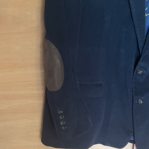 Lauren Ralph Lauren navy corduroy blazer men's 48R sports coat brown elbow patch - Picture 2 of 8
